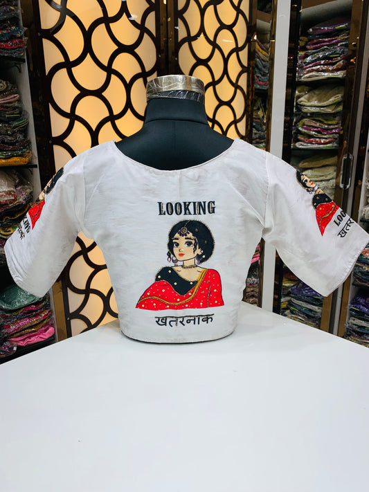 White colour designer fancy blouse