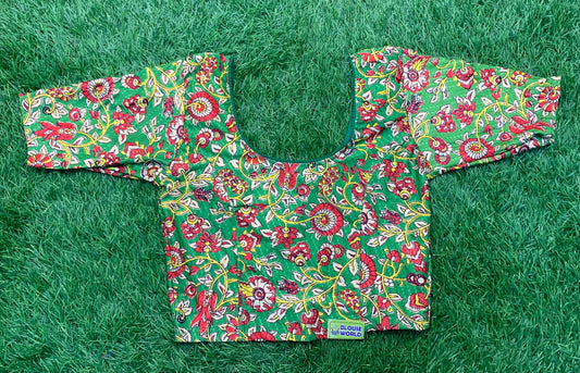 Green colour multicolour blouse xxl