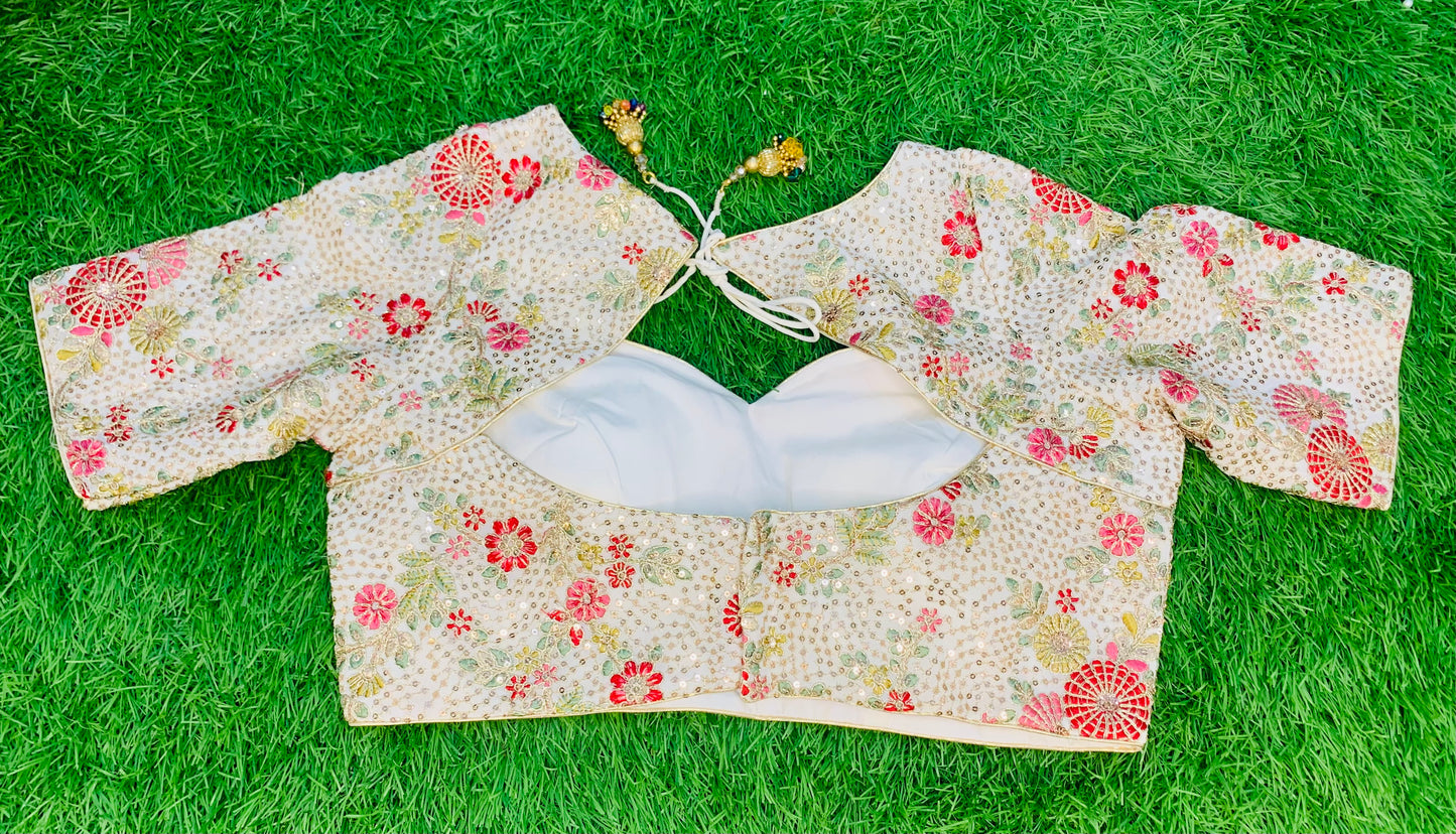 Cream multicolour blouse