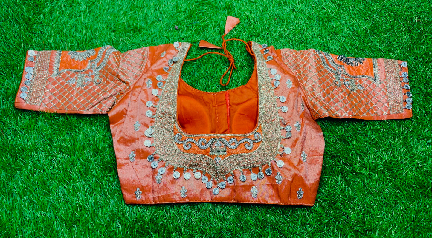 Orange tissue coin 🪙 work 👚 blouse