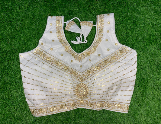 White blouse with hands v neck