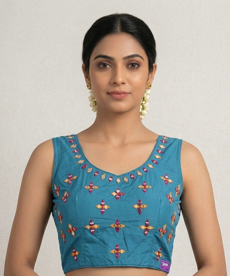 Navratri mirror work with hands blouse