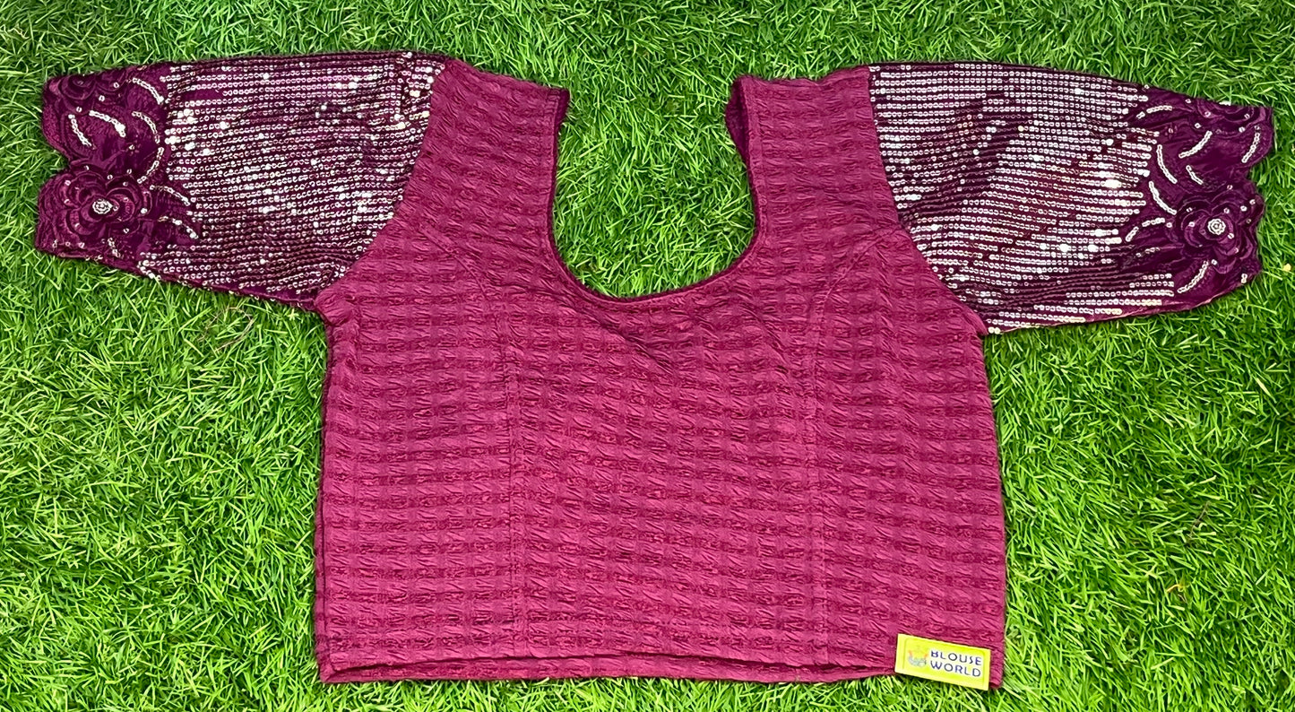 Wine colour crush sequence XXL blouse