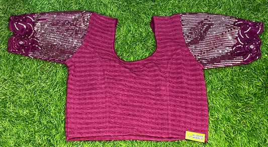 Wine colour crush sequence XXL blouse