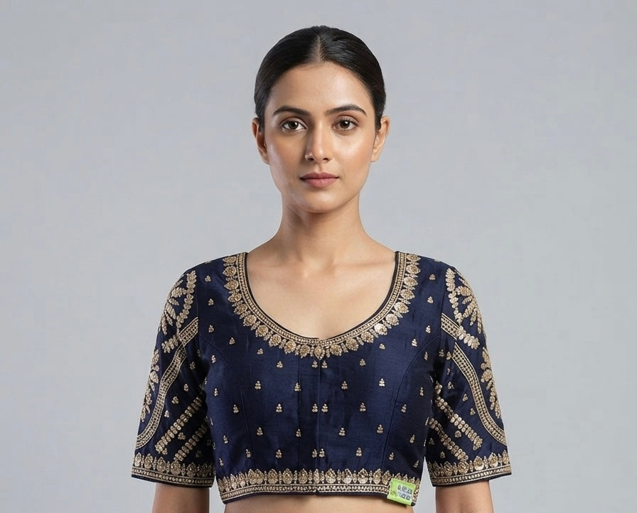 Navy blue embroidery work Blouse 👚