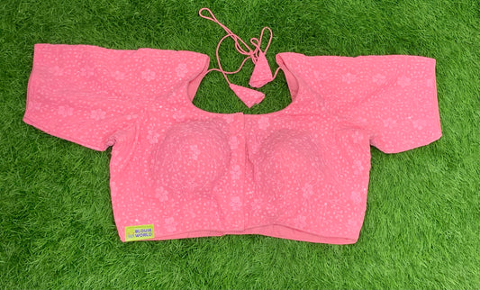 Baby pink thread work blouse