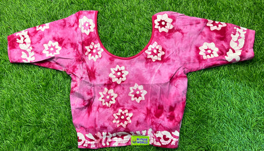 Pink printed stretchable blouse xl size