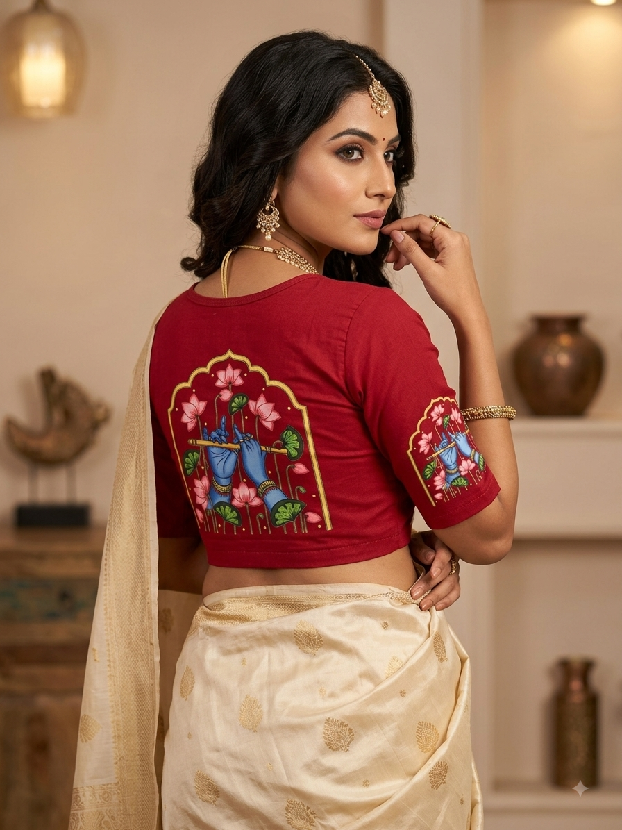 Krishan hand print stretchable blouse 👚 (xl size)