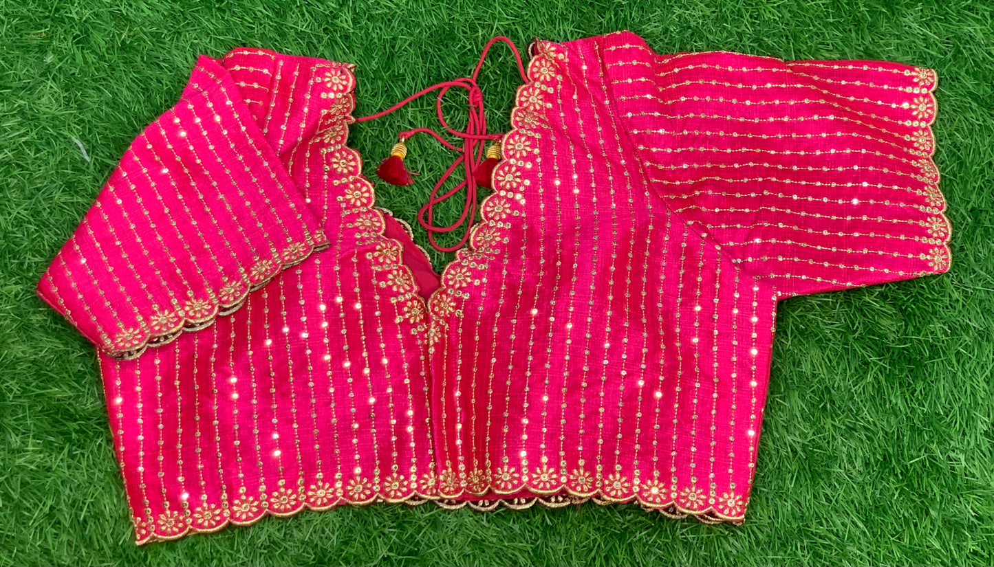 Hot pink fancy embroidery blouse