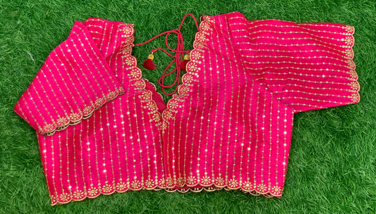 Hot pink fancy embroidery blouse