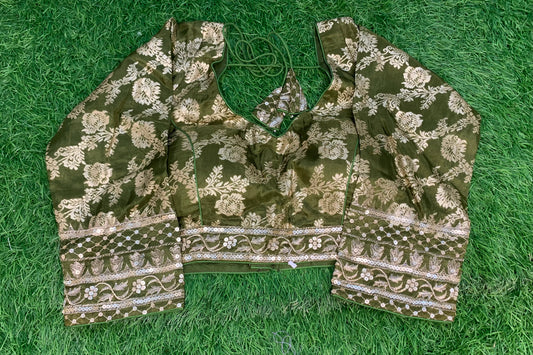 Mehendi green Banaras blouse
