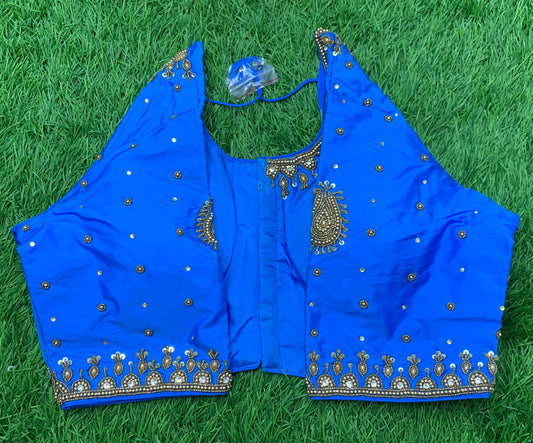Sky blue light simple maggam work blouse