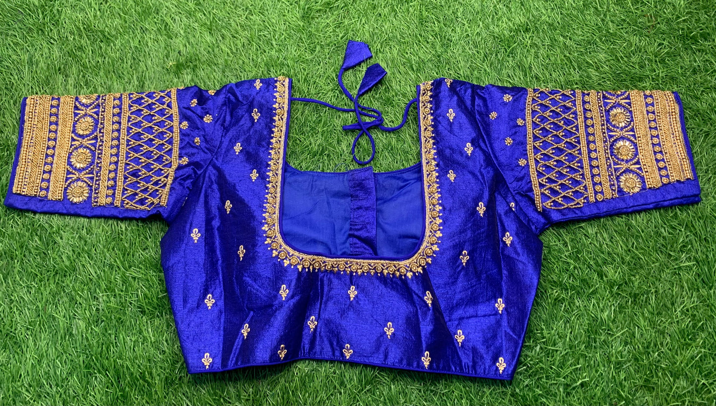 Royal blue heavy maggam work blouse