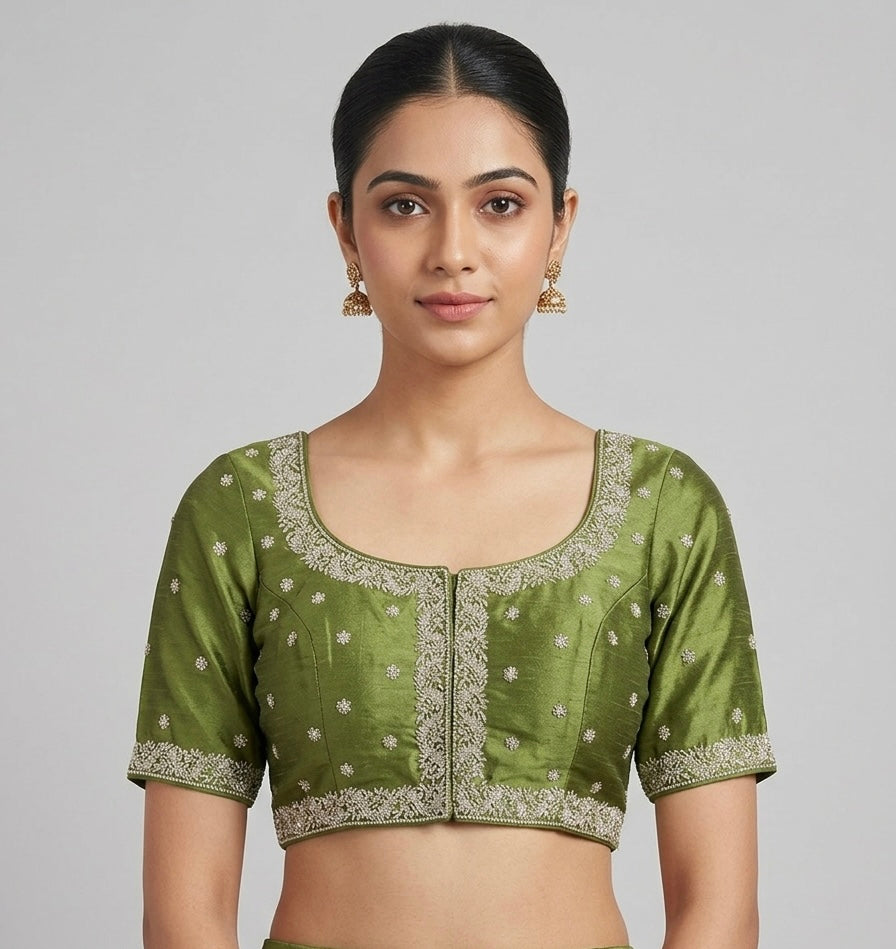 Silver heavy embroidery blouses