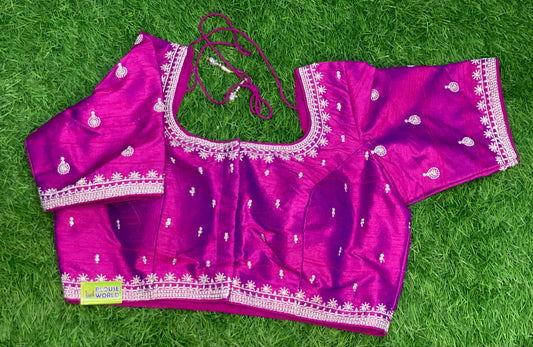 Purple dual shade embroidery work blouse