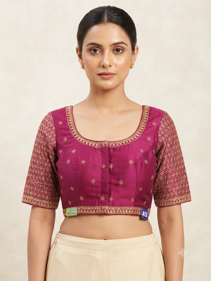 Pure embroidery raw silk Blouse 👚 ￼￼