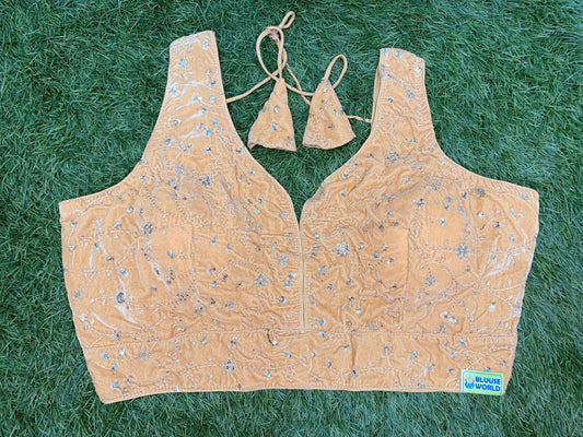 Golden fancy velvet blouse with hands