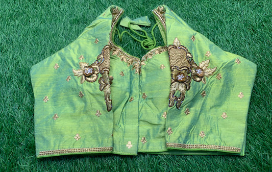 Pista green colour with lotus 🪷 flower 🌼 design blouse 👚
