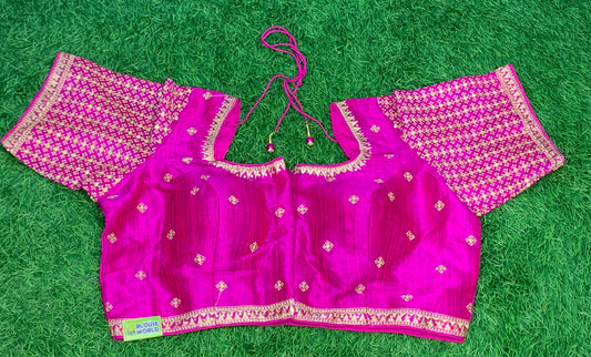 Dark pink with golden heavy blouse