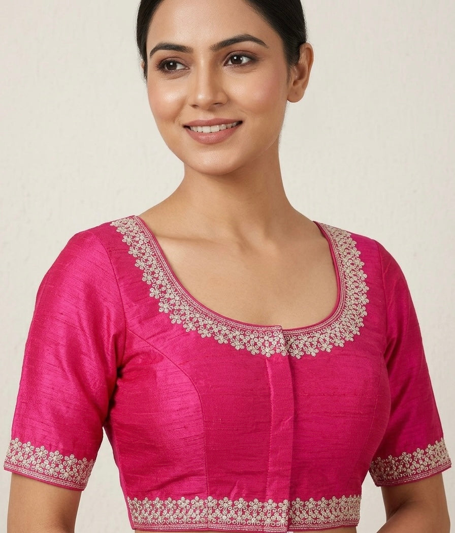Silver embroidery work blouse