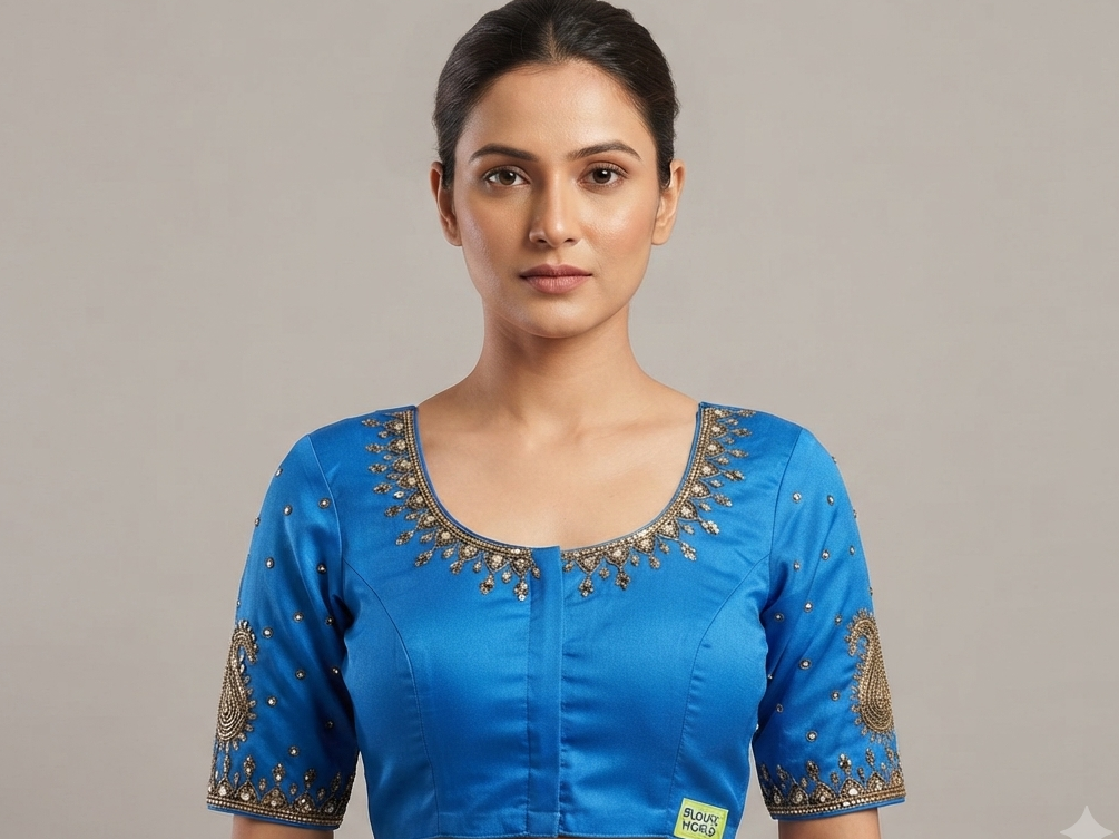 Blue maggam work design