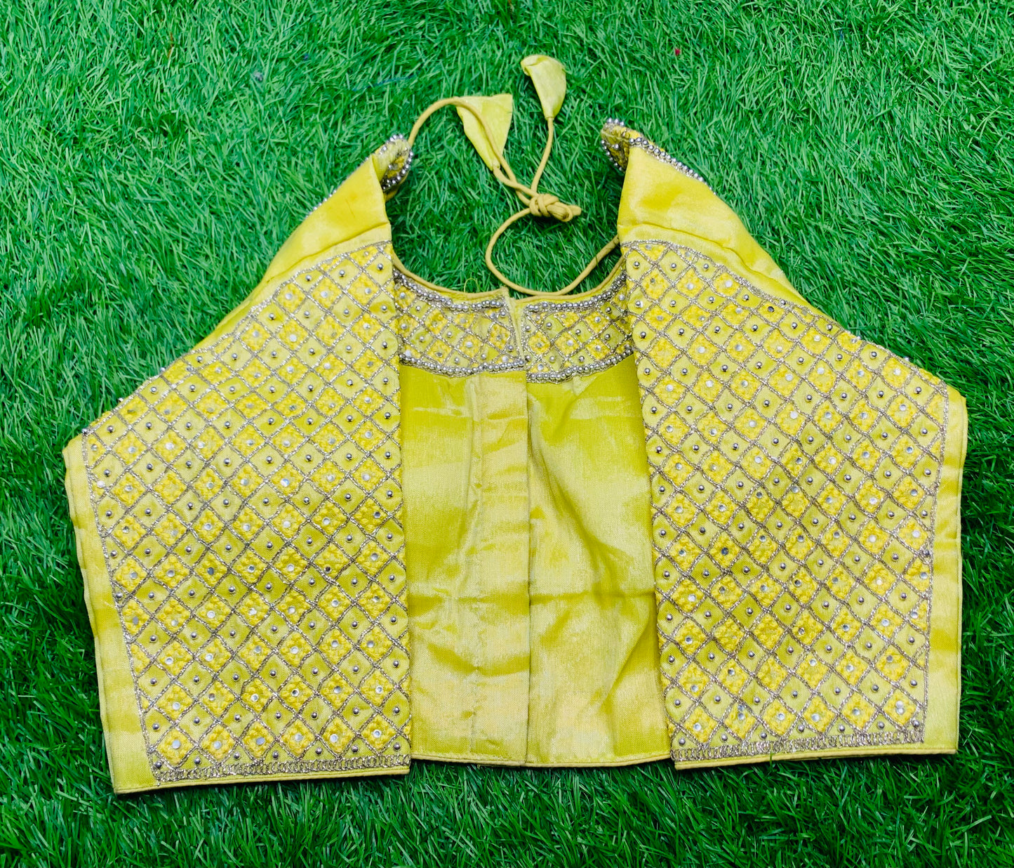 Lemon 🍋 yellow stone work hand work blouse 👚
