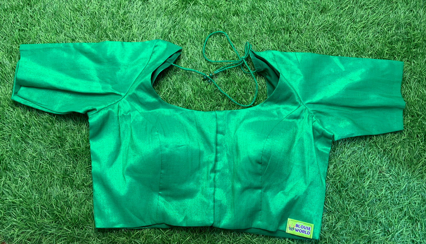Leafy green plain tissue blouse 👚 size 34 to 42