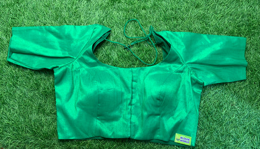Leafy green plain tissue blouse 👚 size 34 to 42