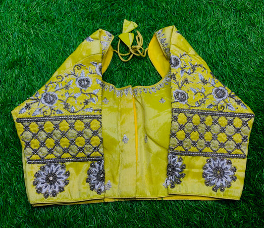 Lemon 🍋 yellow 🧵 thread 🪡 thread work blouse 👚