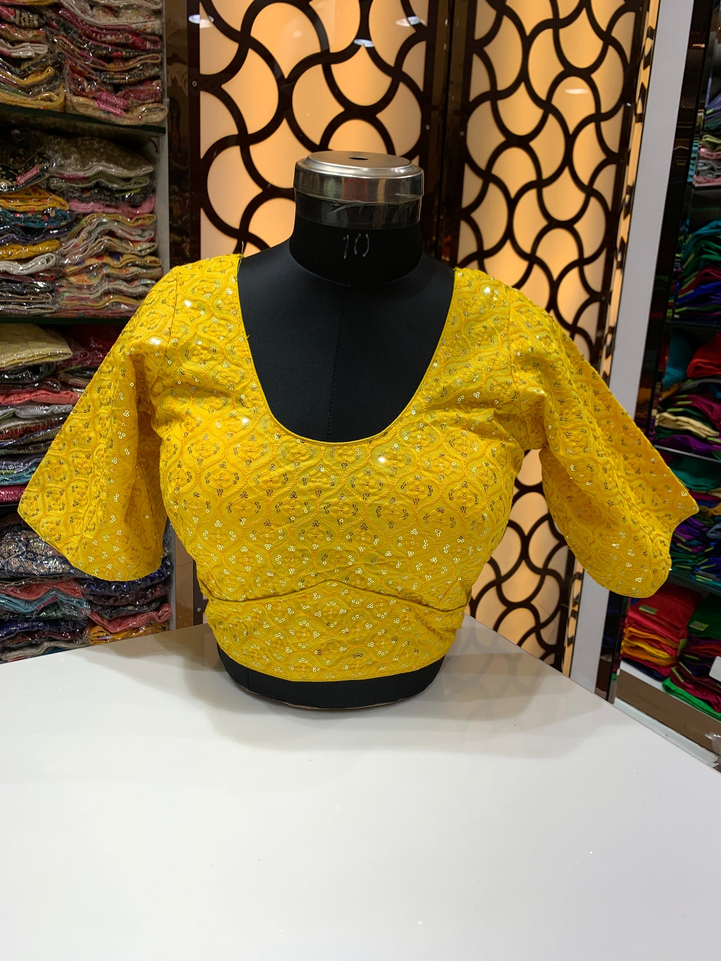 Yellow colour sequence plus size blouse 👚