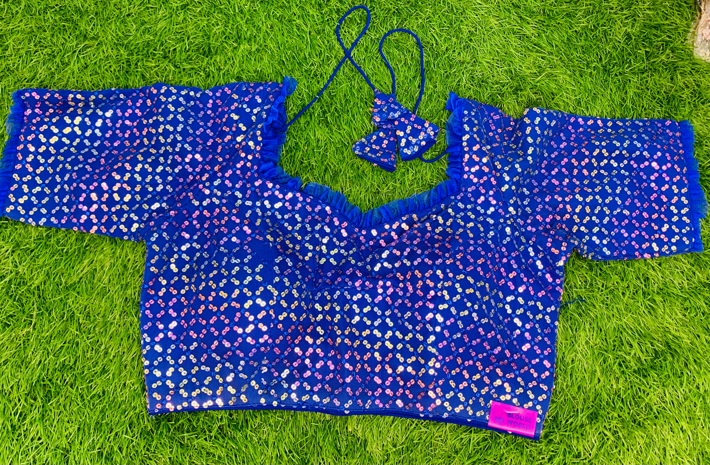 Royal blue with multicolour sequence