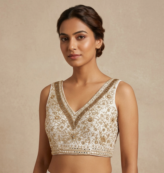 Premium Embroidery V-Neck Blouse ✨ sleeveless blouse 👚