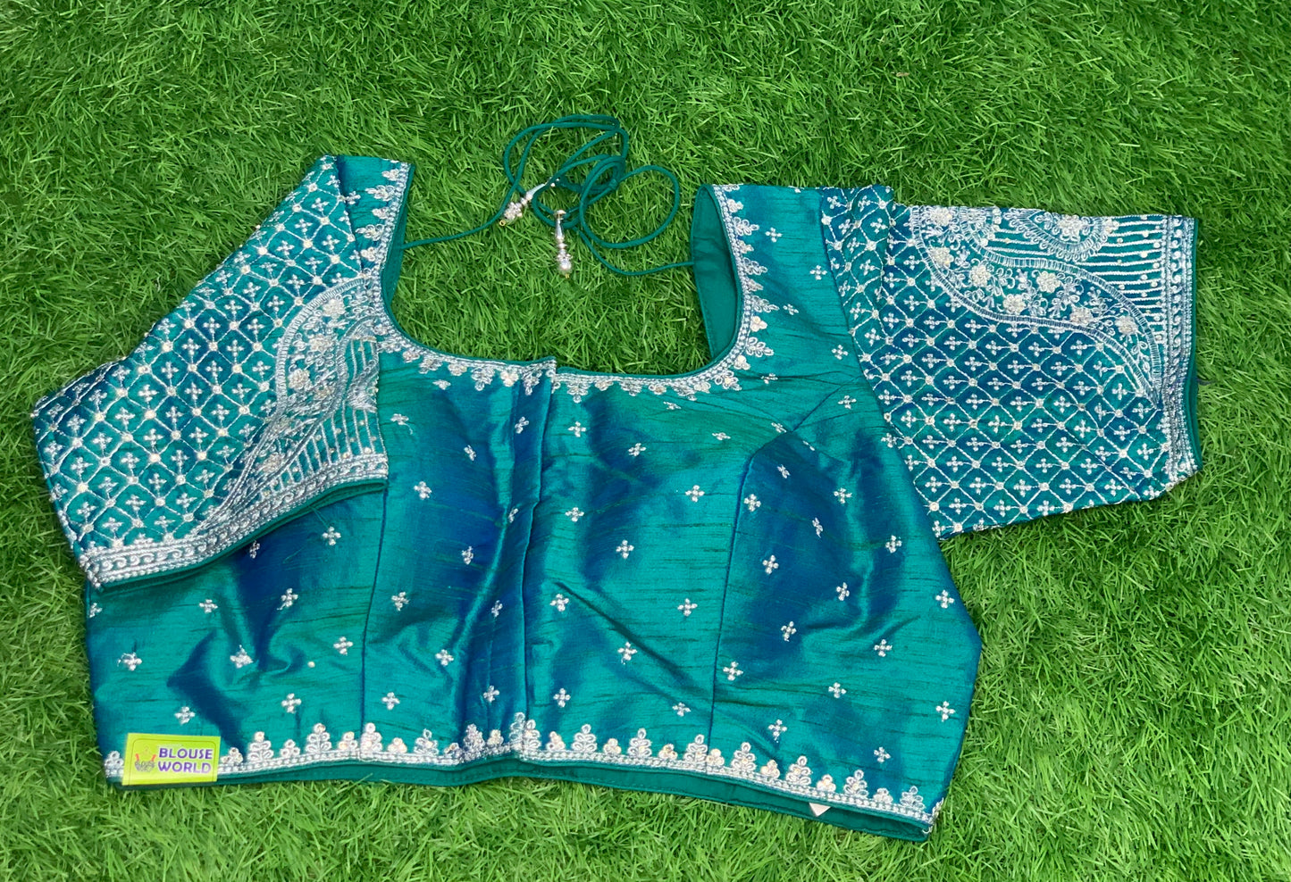 Double shade with silver zari work