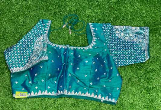 Double shade with silver zari work
