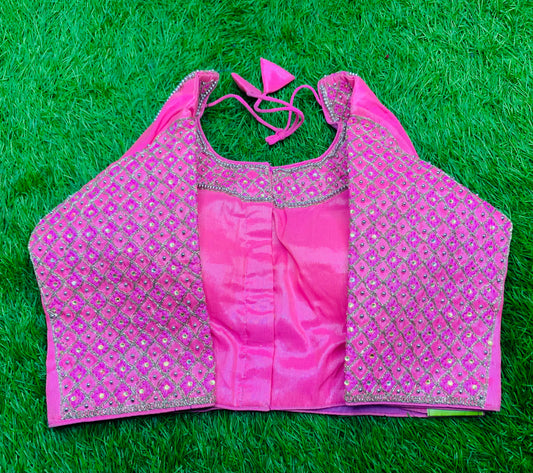 Baby pink stone work blouse 👚