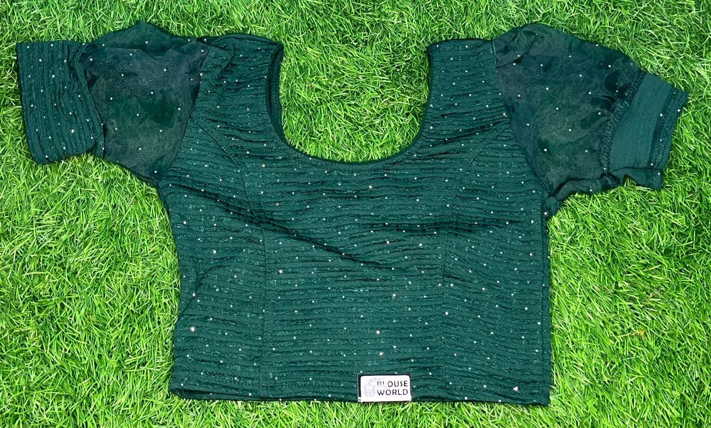 Green puff hands with silver dot XXL Strectable blouse