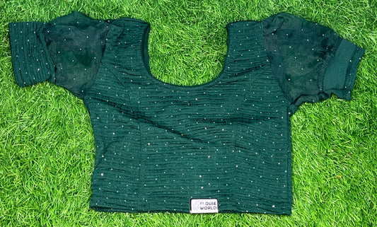 Green puff hands with silver dot XXL Strectable blouse