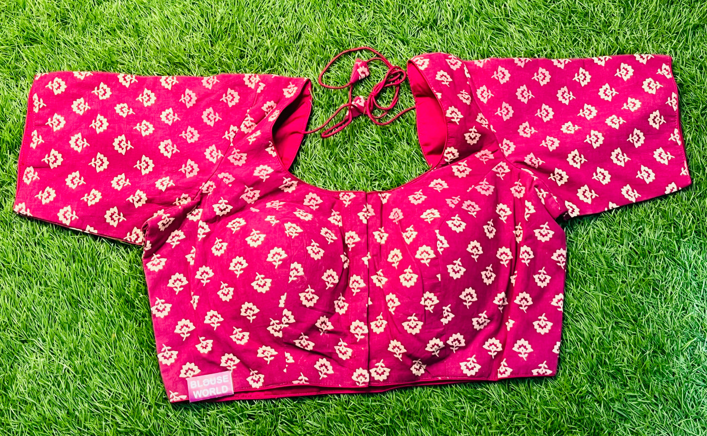 Magenta pink with kalamkari print ￼