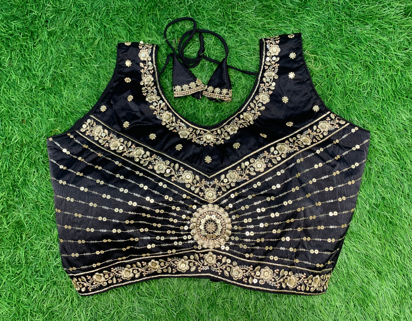 Black colour with sleeve fancy blouse