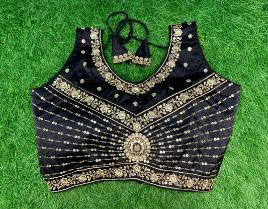 Black colour with sleeve fancy blouse