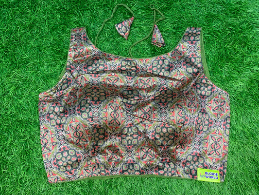Green multicolour blouse with hands