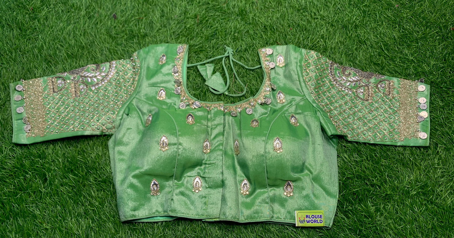 Pista green coin 🪙 work blouse 👚