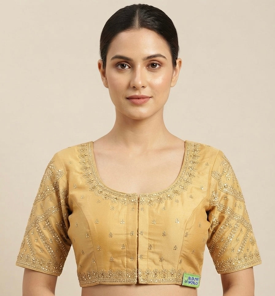 Cream gold embroidery work Blouse 👚