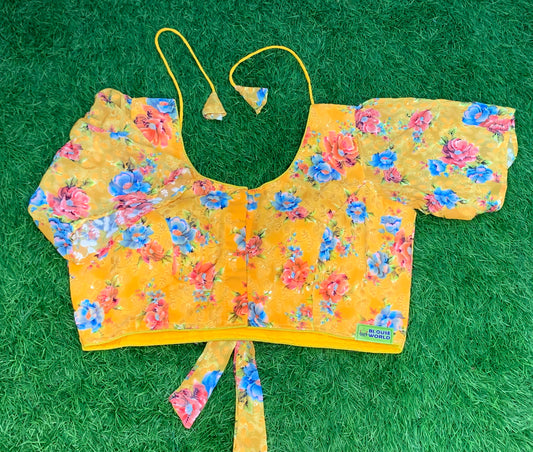 Yellow flower print with cuts hands