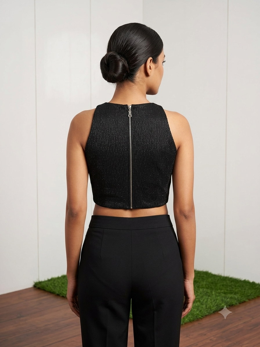 Black designer fancy sleeveless blouse 👚