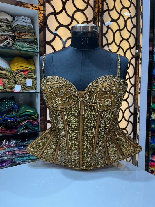 Midnight & Gold Majesty | Hand-Embellished Peplum Bustiers