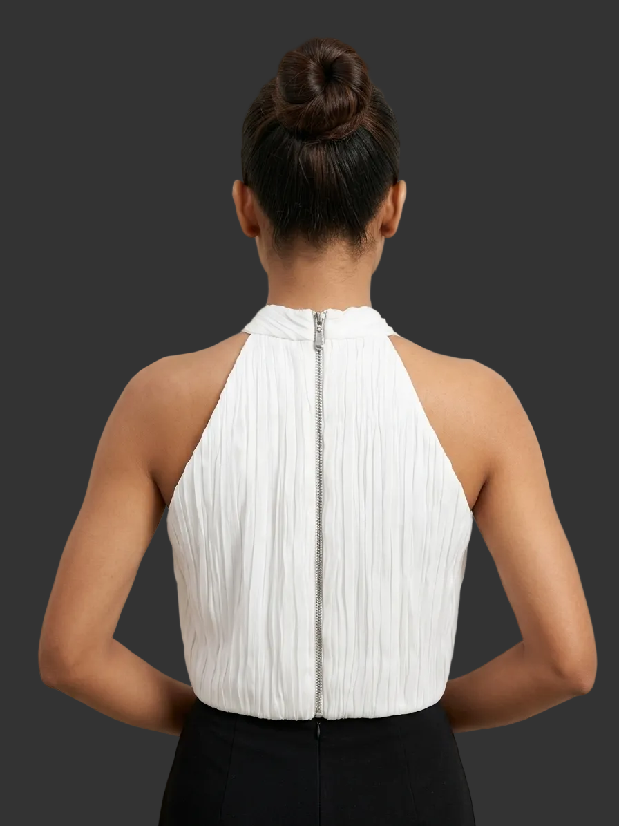 Premium Pleated Halter Neck Blouse ✨ sleeveless