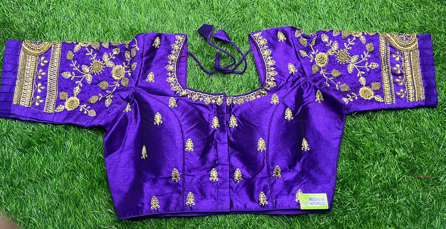 Purple heavy work with frills design