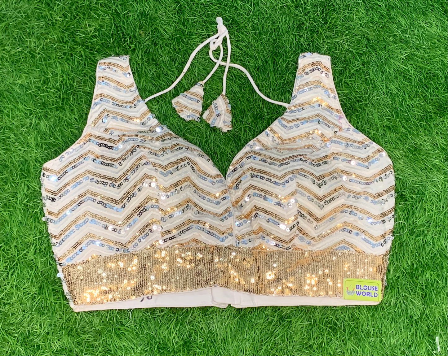 White base with golden sliver mix with hands