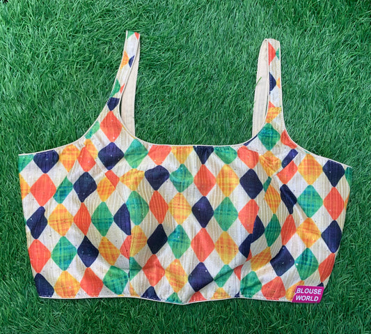 Multicolour strip sleeveless blouse
